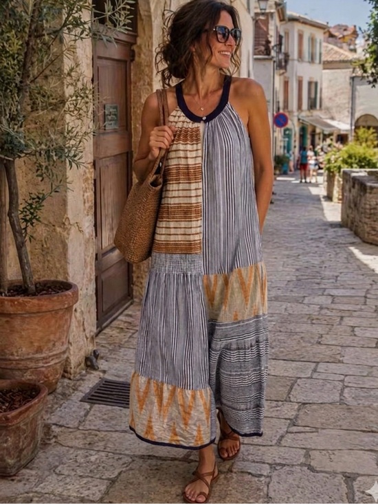 THML Dresses & Skirts - Anthropologie THML Mixed Print Boho
Patchwork Halter Maxi Dress